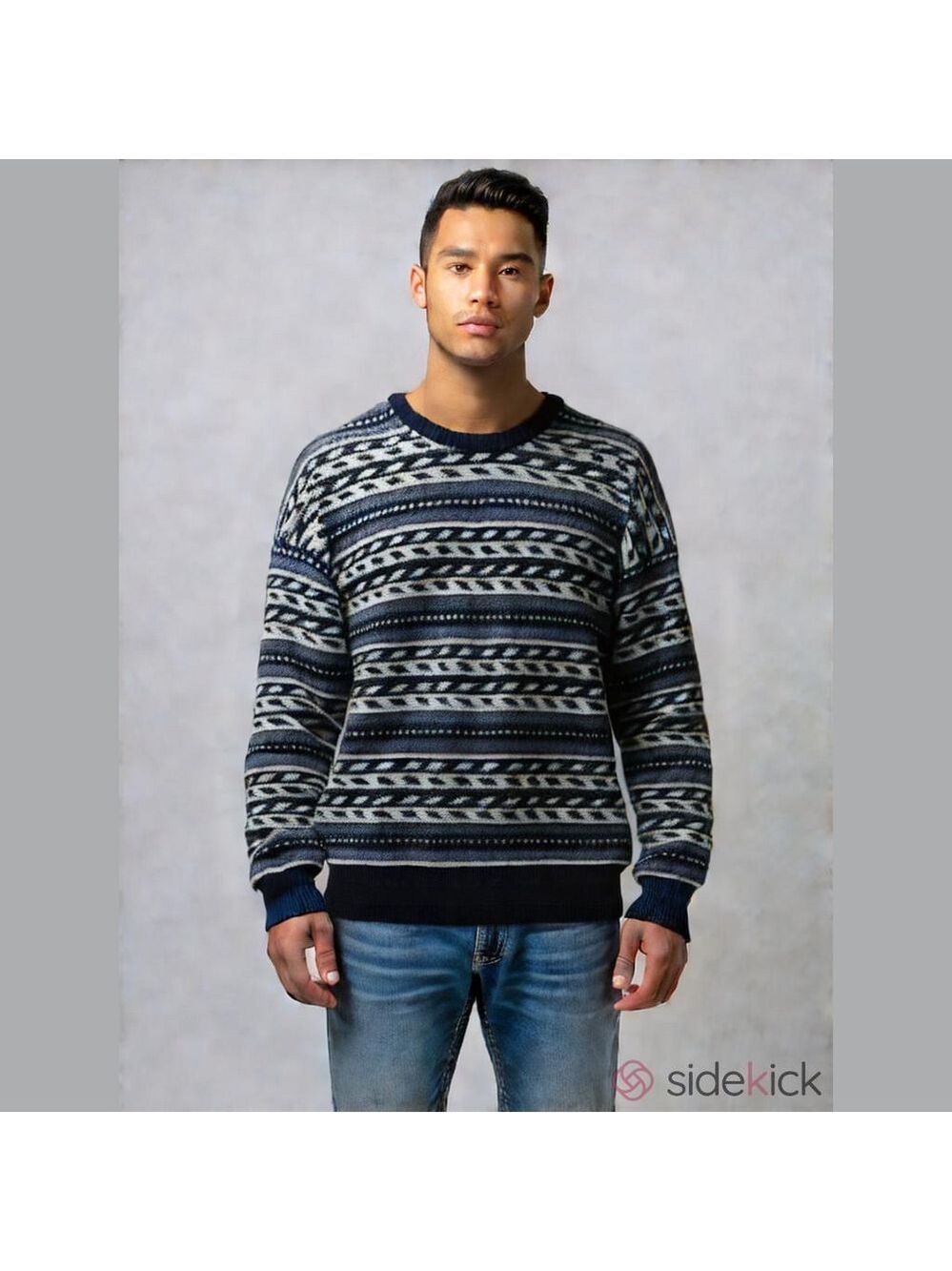 Vintage Fisherman Core Blue and White 3D Knit Coogi Style Cotton Sweater